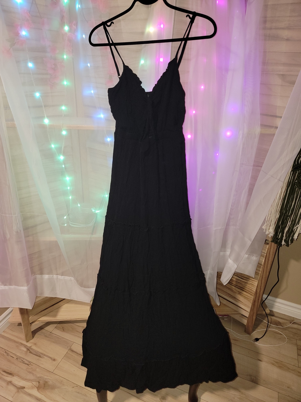 New Black Spaghetti Strap Maxi Dress | Elegant Summer Dress | Size Small